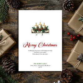 Rustic Christmas candles pine branch holiday card Julkort