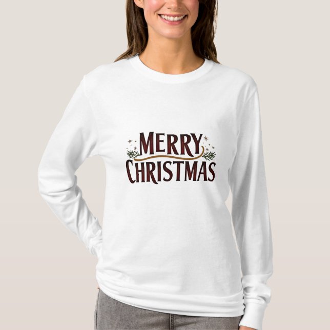 Rustic Christmas Cheer for Her T Shirt (Framsida)