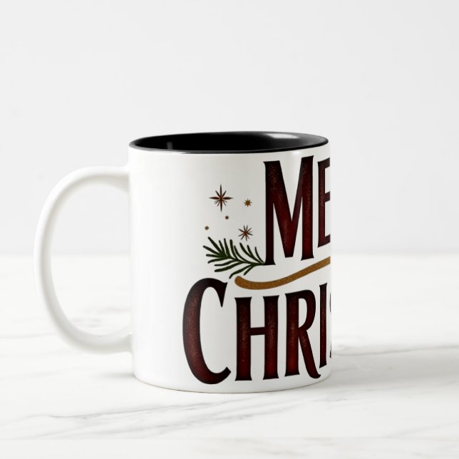 Rustic Christmas Cheer Mug Två-Tonad Mugg (Vänster)