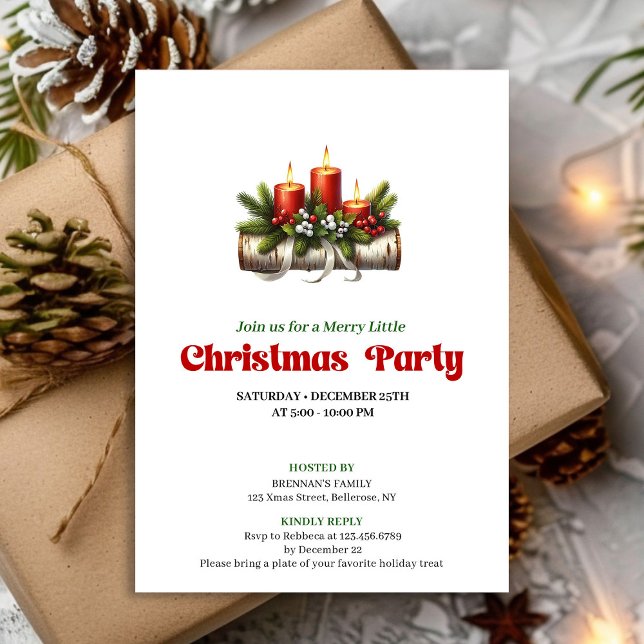 Rustic Christmas Decoration Holly Berries Invite Inbjudningar (Rustic Christmas Decoration Holly Berries Invite)