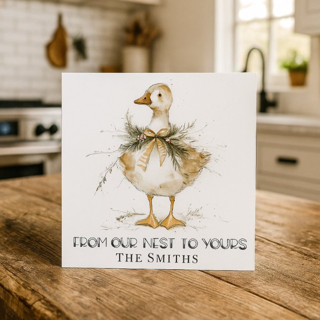 Rustic Christmas Goose Duck Card Julkort (Skapare uppladdad)