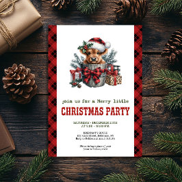Rustic Christmas invitation with highland cow art Inbjudningar