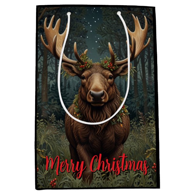 Rustic Christmas moose deer boho woodland forest  (Framsidan)