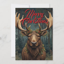 Rustic Christmas moose deer boho woodland forest Inbjudningar