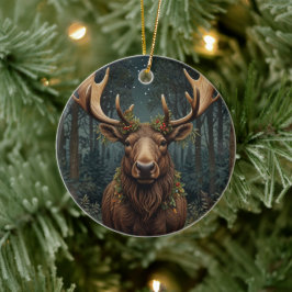 Rustic Christmas moose deer boho woodland forest Julgransprydnad Keramik
