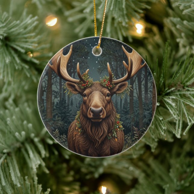 Rustic Christmas moose deer boho woodland forest  Julgransprydnad Keramik (Träd)