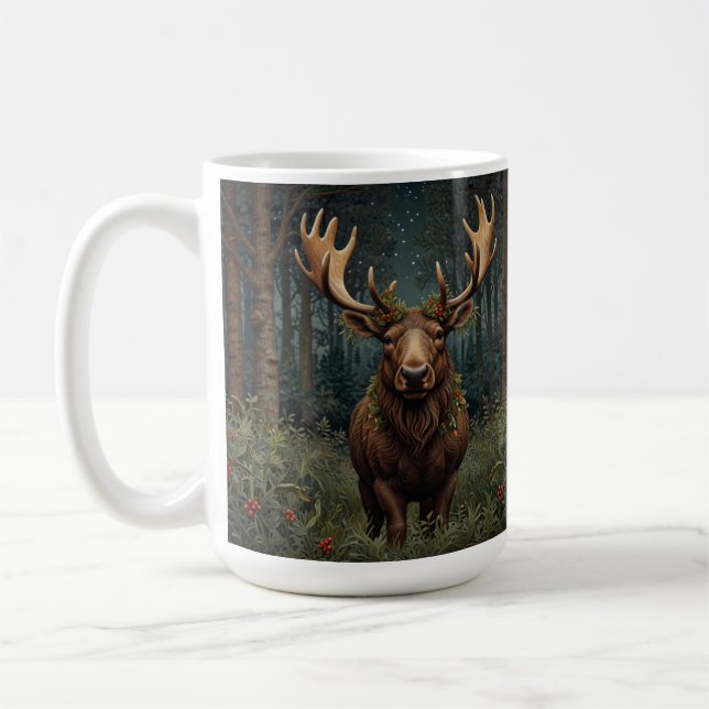 Rustic Christmas moose deer boho woodland forest  Kaffemugg (Vänster)