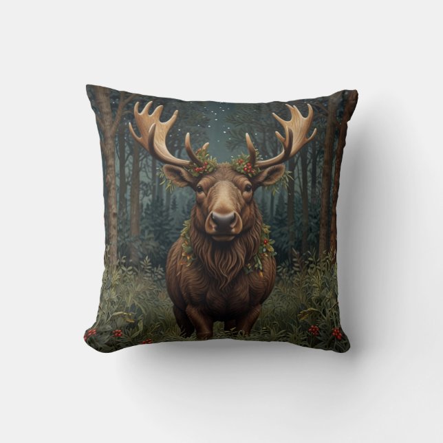 Rustic Christmas moose deer boho woodland forest  Kudde (Framsida)