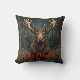 Rustic Christmas moose deer boho woodland forest Kudde