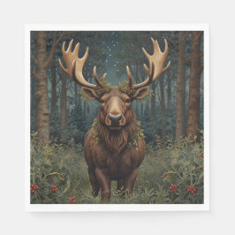 Rustic Christmas moose deer boho woodland forest Pappersservett