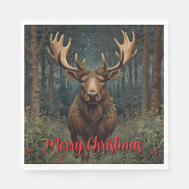 Rustic Christmas moose deer boho woodland forest Pappersservett
