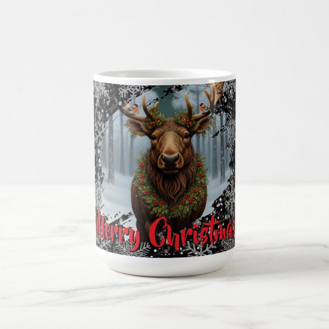 Rustic Christmas moose winter woodland forest snow Kaffemugg (Center)