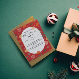 Rustic Christmas Nature Pattern Inbjudningar