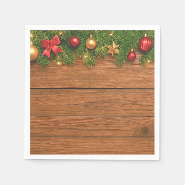 Rustic Christmas Paper Napkins – Festive Holiday Pappersservett (Framsidan)
