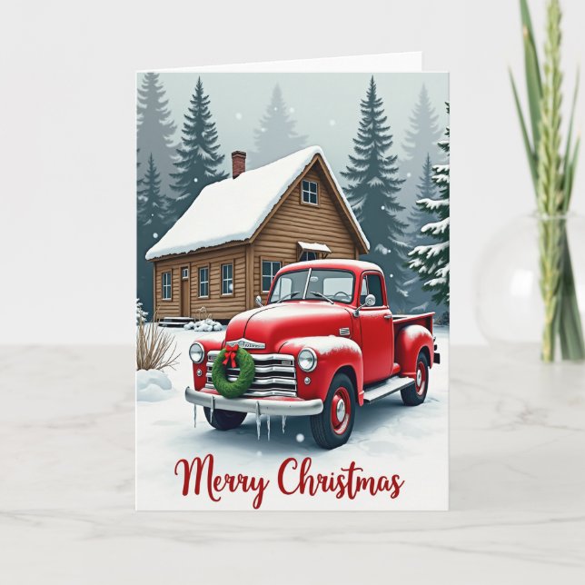 Rustic Christmas Red Truck Kort (Framsida)