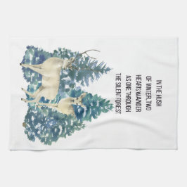 Rustic Christmas Snowy Forest Deer Decor For Home Kökshandduk