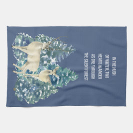 Rustic Christmas Snowy Forest Deer Decor For Home Kökshandduk