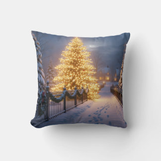 Rustic Christmas Throw Pillows – Village Tree, San Kudde