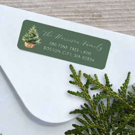 Rustic Christmas Tree In Basket Address Returadress Etikett