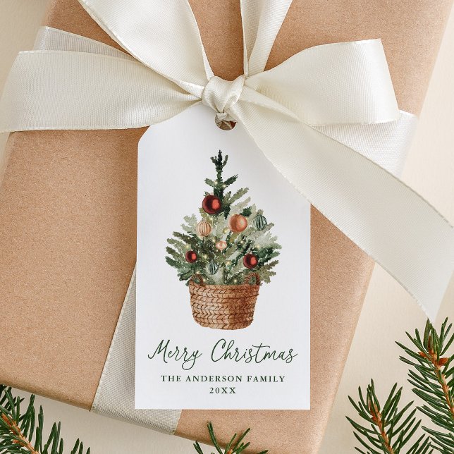 Rustic Christmas Tree Ornaments Holiday Presentetikett (Skapare uppladdad)