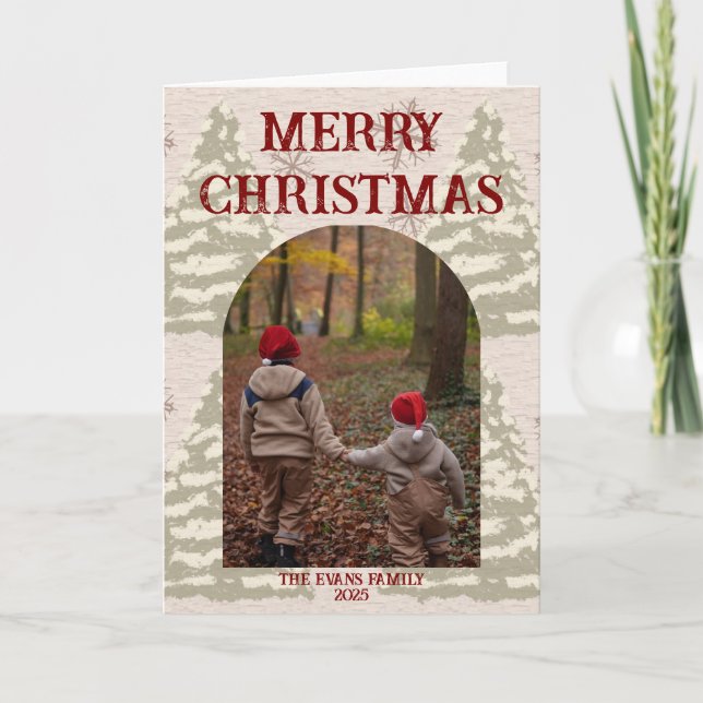 Rustic Christmas trees & snowflakes Kort (Framsida)