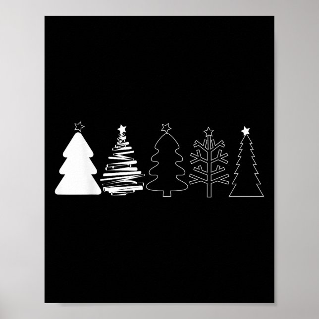 Rustic Christmas Trees Winter Forest Minimalist  Poster (Framsidan)