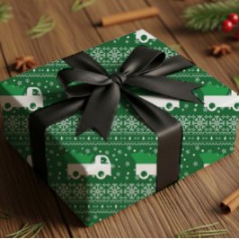 Rustic Christmas Truck Wrapping Paper Presentpapper