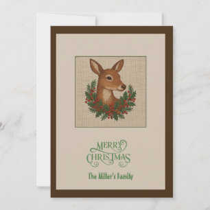 Rustic christmas Winter Hjort med andedräkt Julkort