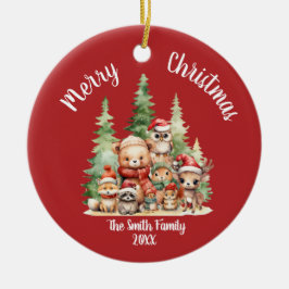 RUSTIC CHRISTMAS WOODLAND ANIMALS JULGRANSPRYDNAD KERAMIK