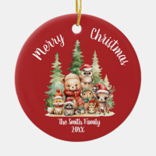 RUSTIC CHRISTMAS WOODLAND ANIMALS JULGRANSPRYDNAD KERAMIK