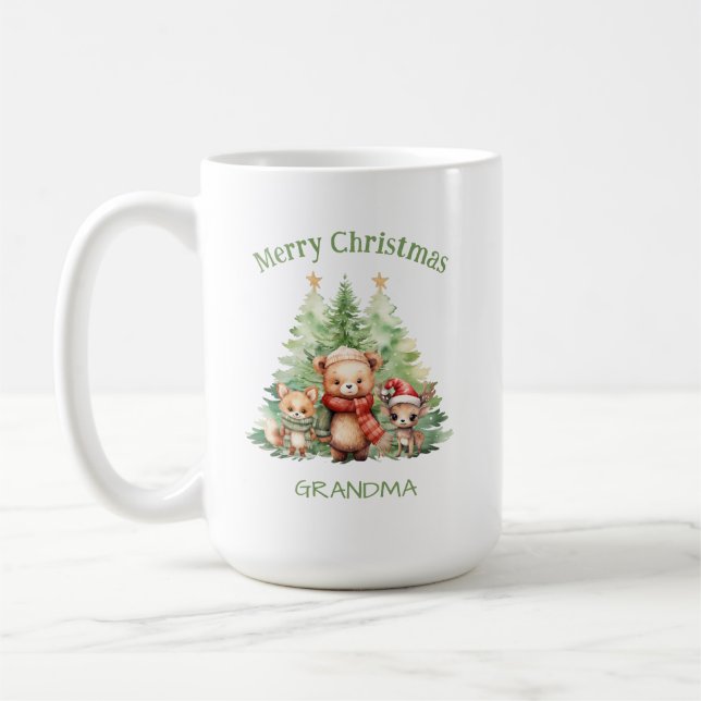 RUSTIC CHRISTMAS WOODLAND ANIMALS PERSONALIZE KAFFEMUGG (Vänster)