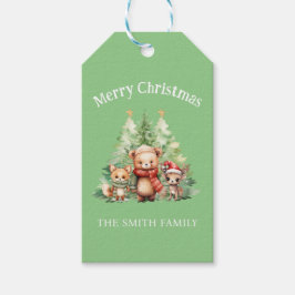 RUSTIC CHRISTMAS WOODLAND ANIMALS PERSONALIZE PRESENTETIKETT