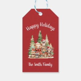 RUSTIC CHRISTMAS WOODLAND ANIMALS PRESENTETIKETT