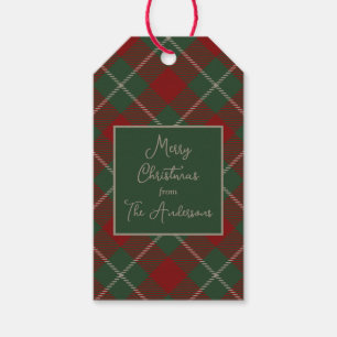 Rustic Chrstmas Tartan Play med Namn Presentetikett