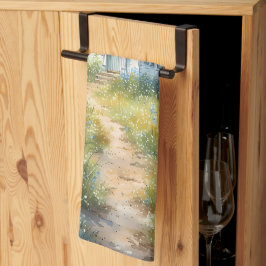 Rustic Church Path in Wildflower Meadow Kökshandduk