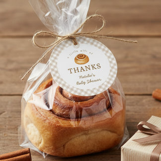 Rustic Cinnamon Bun In The Oven Baby Shower Gåvor Etiketter
