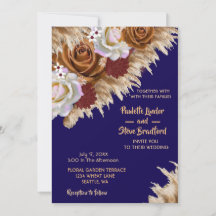 Rustic Cinnamon Ro Wildblomman Navy Blue Bröllop