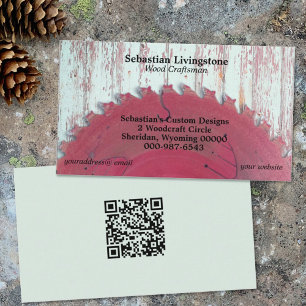 Rustic Circular Saw Wood Crateur QR-kod Visitkort