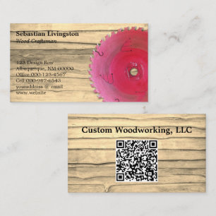 Rustic Circular Saw Woodworking Occupation QR Code Visitkort