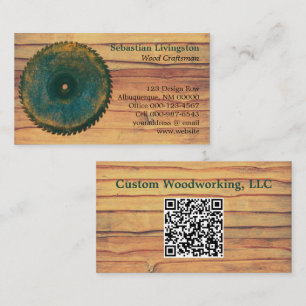 Rustic Circular Saw Woodworking Profession QR Code Visitkort