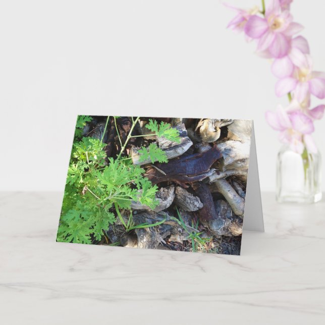 Rustic Citronella Leaf Portrait Card Kort (Orkide)