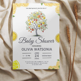 Rustic Citrus Lemon Träd Baby Shower Inbjudningar