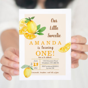 Rustic Citrus Little honey Lemon 1st Birthday Inbjudningar