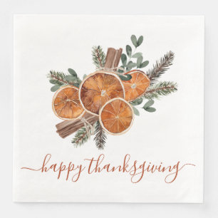 Rustic Citrus och Gräs Happy thanksgiving Pappersservett