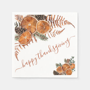 Rustic Citrus och Gräs Happy thanksgiving Pappersservett