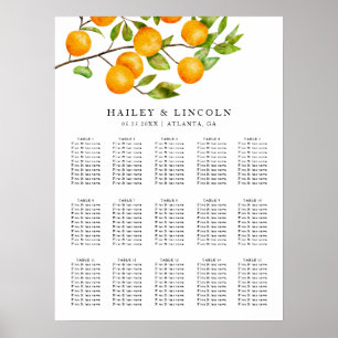 Rustic Citrus Sittdiagram för sommarsäten Bröllop Poster