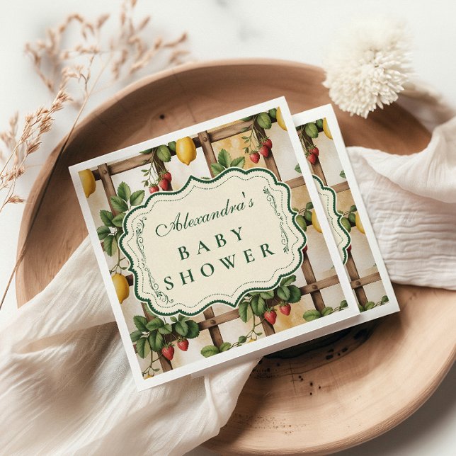 Rustic Citrus Strawberry Baby Shower Pappersservett (Skapare uppladdad)