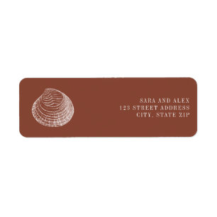 Rustic Clam Snäcka Terracotta Bröllop Returadress Etikett