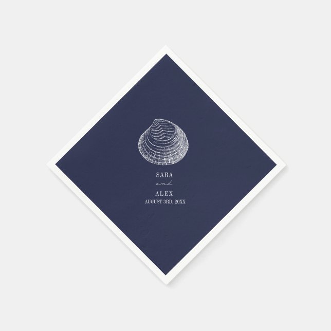 Rustic Clamshell Blue Beach Wedding Pappersservett (Hörn)