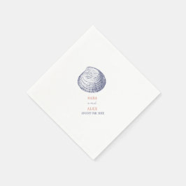 Rustic Clamshell Red & Blue Beach Wedding Pappersservett